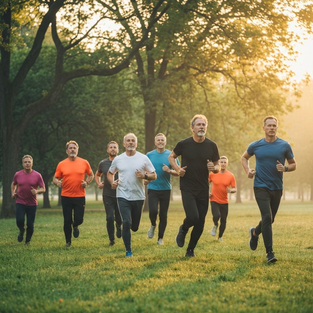 Men 40+ engaging in morning outdoor activities